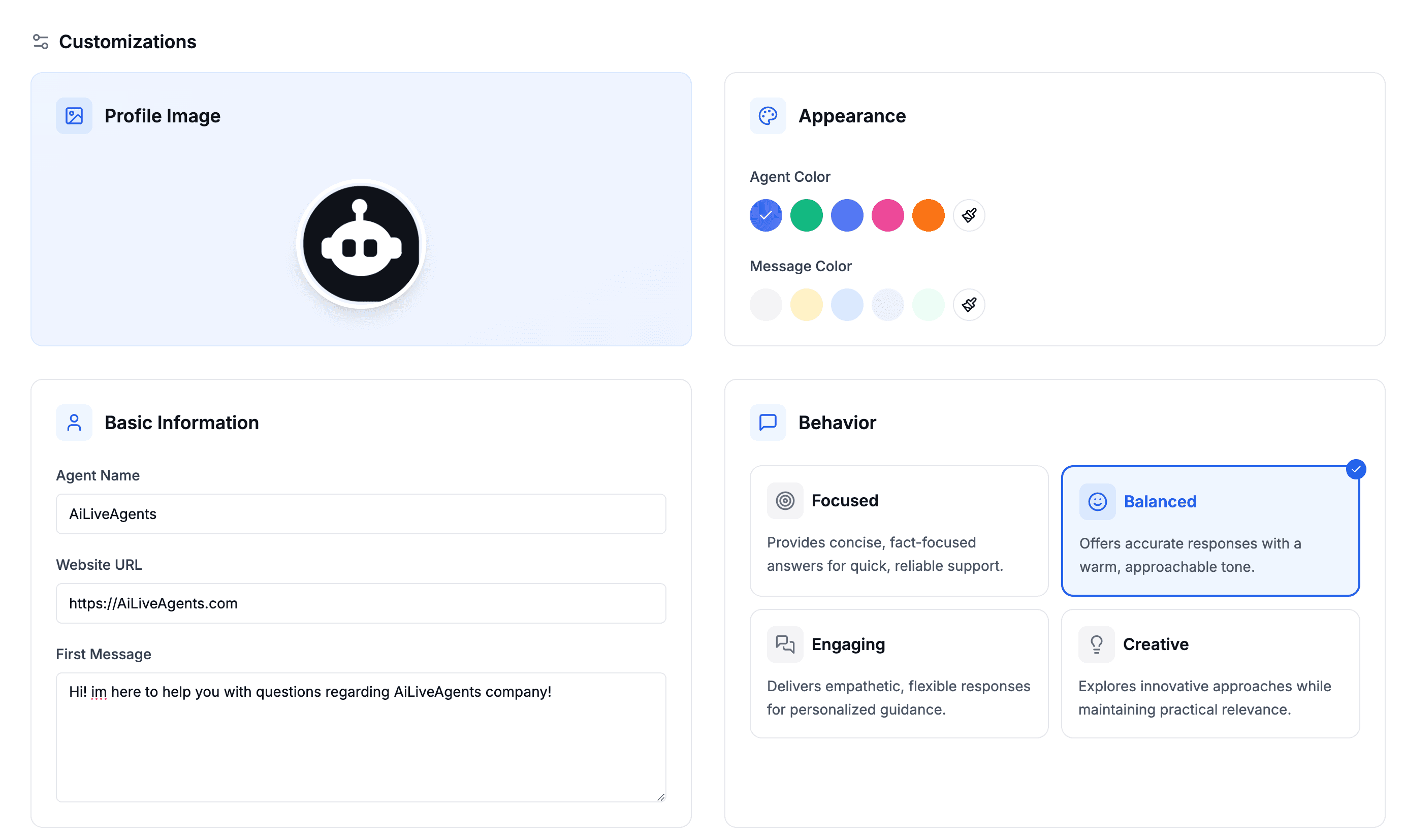 Customization Interface